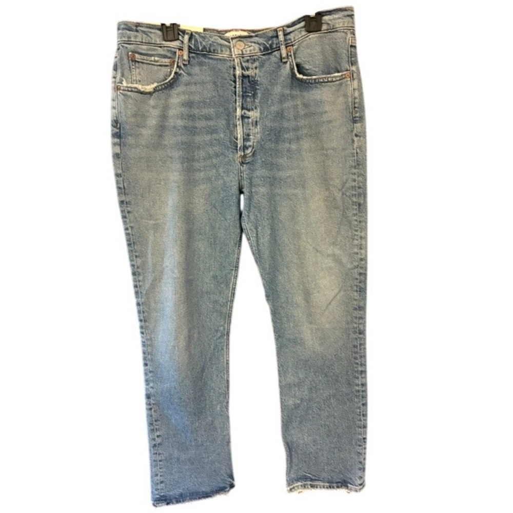 Agolde Riley Long Jeans Womens 32 Blue New High Rise Straight A9090-1370 Cove